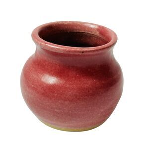 Vintage Small Studio Art Pottery Vase Signed 2003 Terracotta Red 2.25"